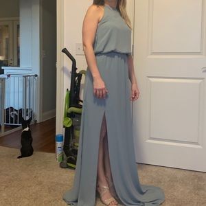 Silver Sage Heather Halter Bridesmaid dress